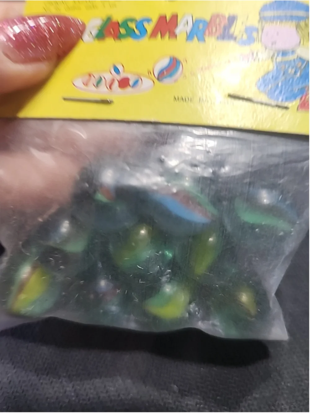 VTG 1970s Glass Marbles in Original Bags Color Swirl Shooters CHINA Made, 2 Bags